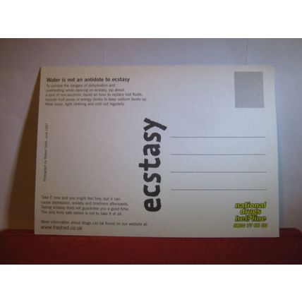 NATIONAL DRUGS HELPLINE, ECSTACY, advertising unused postcard dated 1997 (a) #