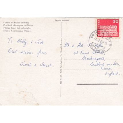 Luzern Switzerland Multiview Postcard posted 1969 creased