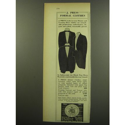 1959 J. Press Fashion Advertisement - J. Press Formal Clothes
