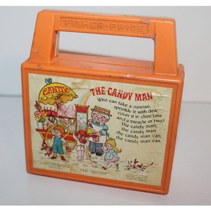 VTG Fisher Price Music Box Radio Tote A TuneT he Candy Man Wind Up Orange 1978