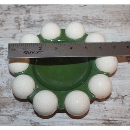 Gift For Golfers Ashtray Nut Candy Change Dish Golf Ball and Green Ceramic Decor