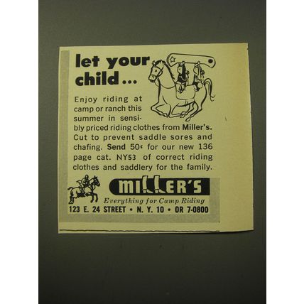1960 Miller's Riding Clothes Ad - Let your child