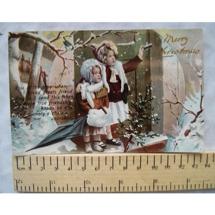 Vintage Postcard Merry Christmas, Now is the time when friend greets friend...