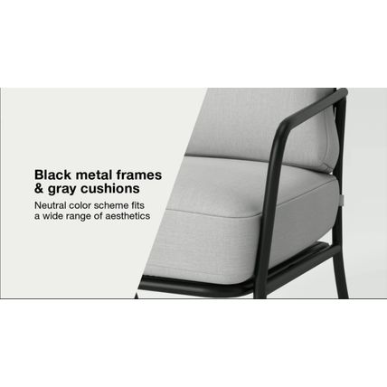 Outdoor Patio Chairs (2) w/ Double Cushions, Gray/ Black - Room Essentials™