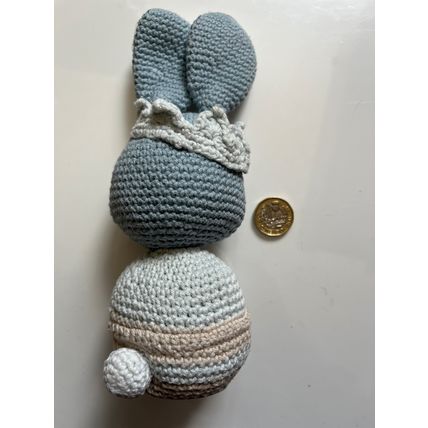 HAND CROCHETED SLEEPING BLUE BUNNY