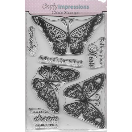 Crafty Impressions. Butterfly Stamp Set. A6. Stamping Cardmaking Scrapbooking