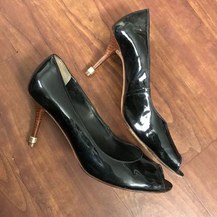 Women's Well Worn Black Vince Camuto Peep Toe High Heels Size 8.5