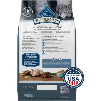 Blue Buffalo Wilderness Natural High-Protein Dry Food for Adult Dogs, Chicken Re