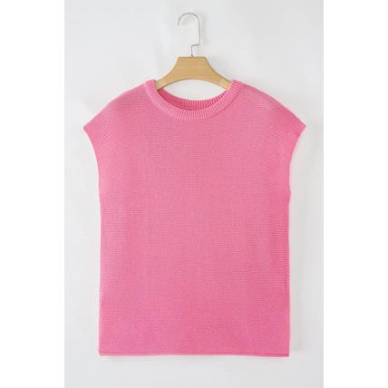 Sachet Pink Solid Color Sweater Tee with Side Slits