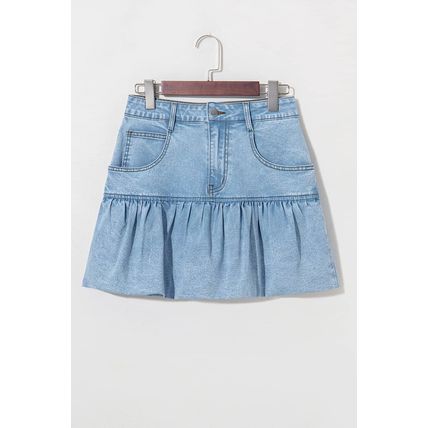 Myosotis Bubble Hem Denim Mini Skirt