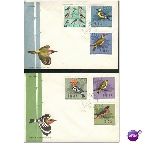 Poland FDC 1966 - SG 1697/1698 + 1700/1701/1702 + 1705 - Woodland Birds