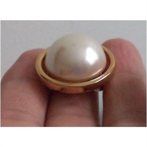 Andre Courreges Vintage Earrings Classic Pearl Gold Large Cabochon Clips Jewelry