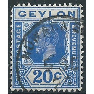 Ceylon 1923 SG350 20c Bright Blue Die I Fine Used .. ..