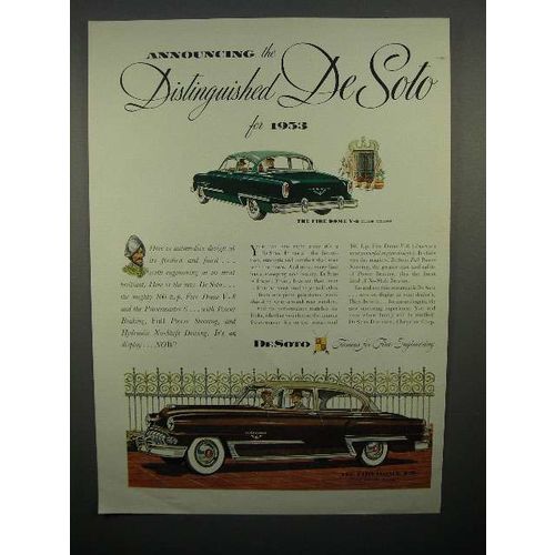 1953 DeSoto Fire Dome V8 Club Coupe, 4 Door Sedan Ad