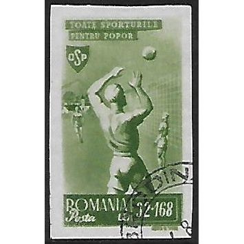 Mi 882: 32 L. + 168 L. yellow-green Popular Sport: Volleyball.