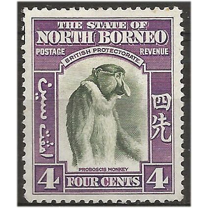 North Borneo 1939 SG306 4c Bronze-Green & Violet Mounted Mint . ..