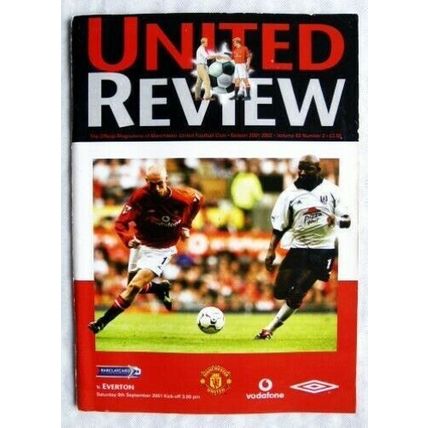 2001 programme Manchester United v. Everton 8/9