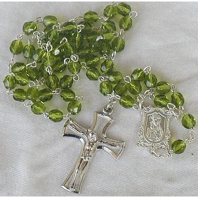 Peridot glass beads Rosary