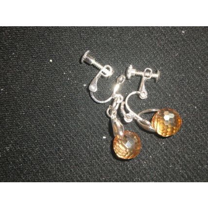 Exquisite Czech champagne globe crystal glass adjustable clip-on earrings