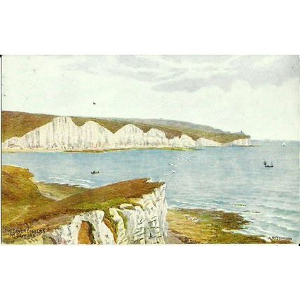 Sussex SEAFORD Seven Sisters ARQ Art Postcard (Salmon 2060)