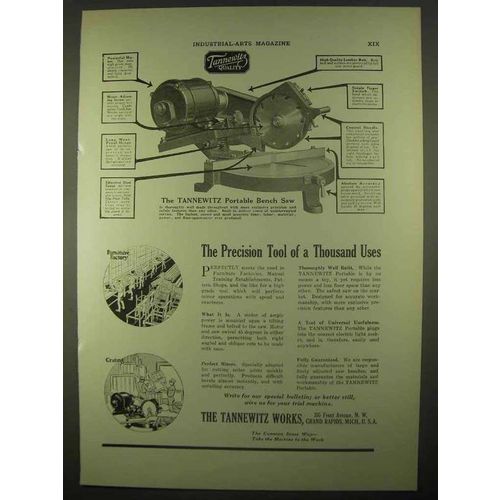 1922 Tannewitz Portable Bench Saw Ad - Thousand Uses