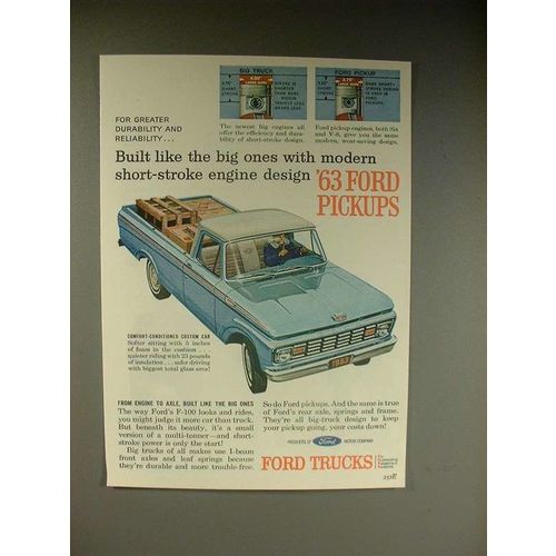 1963 Ford F-100 Pickup Truck Ad - Built Like Big Ones!