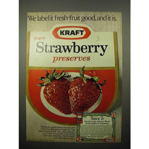 1969 Kraft Strawberry Preserves Ad - Fresh-Fruit Good!
