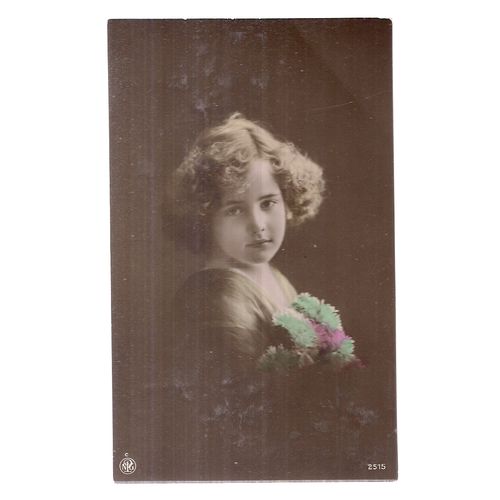 YOUNG GIRL , early 20th c .unused postcard by E J Hey & Co /