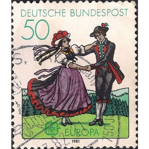 GERMANY, Dancing in Folk Dress, green 1981, 50 Pf, #2