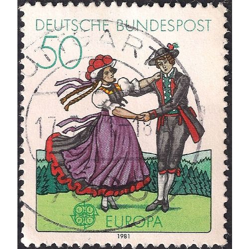 GERMANY, Dancing in Folk Dress, green 1981, 50 Pf, #3
