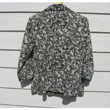 Womens Notations Top Blouse Large 42 Chest Black White Blazer Faux Front