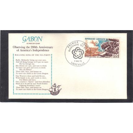 FDC Int'l Gabon Honoring USA Bicentennial (Cachet-U/A) CV01054