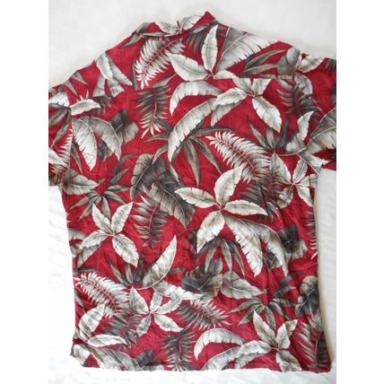 Hawaiian Shirt Pierre Cardin Men's Large Red Tropical