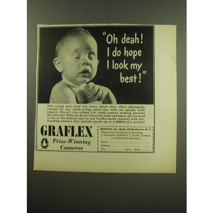 1949 Graflex Cameras Ad - Oh deah! I do hope I look my best