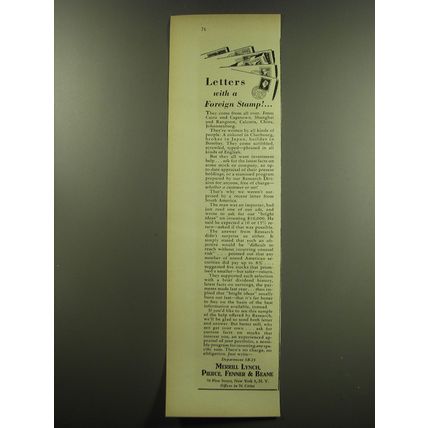 1949 Merrill Lynch Ad - Letters with a Foreign Stamp