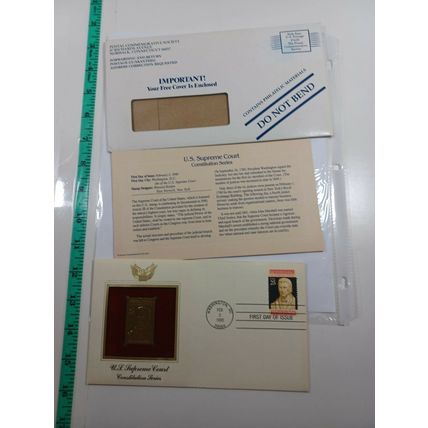 1990 First Day of Issue 22kt Gold Stamp US Supreme Court see photos (book 2 # 7)