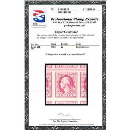 532, Mint Superb NH HUGE JUMBO With PSE Certificate - Stuart Katz