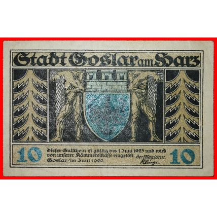 HANNOVER:GERMANY GOSLAR★10 PFENNIG 1920 CRISP! NAKED YOUTHS★LOW START★NO RESERVE