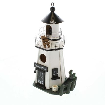 Nautical Beach Decor Wooden Birdhouse Lighthouse Collectors Gift Patio Garden