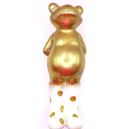 Standing Frog Figurine with Wellies 24 CM Antique Gold Colour Christmas Gift