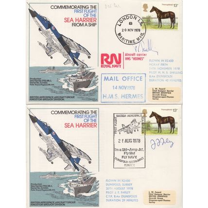 First Flight Of Sea Harrier From A Ship HMS Hermes 2x Hand Signed FDC s