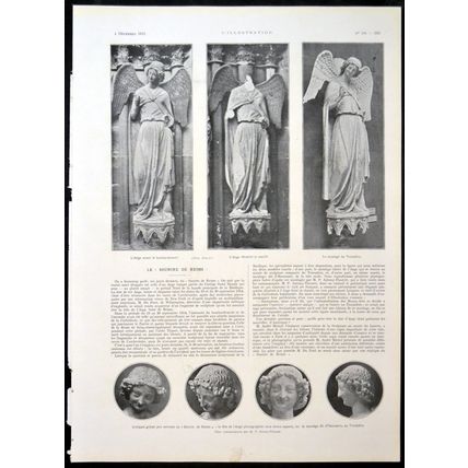 IN THE RUINS OF RHEIMS 1915 Cathedral FRANCE WORLD WAR I PRINT