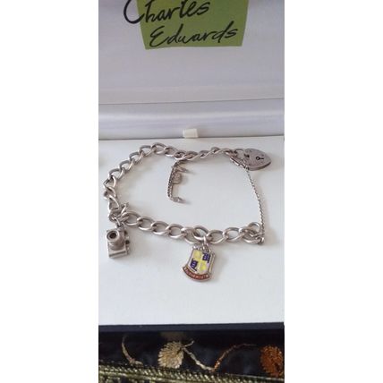 Heavy Vintage 1960-S Sterling Silver 925 Charm Bracelet & 3 Charms - 22 gram