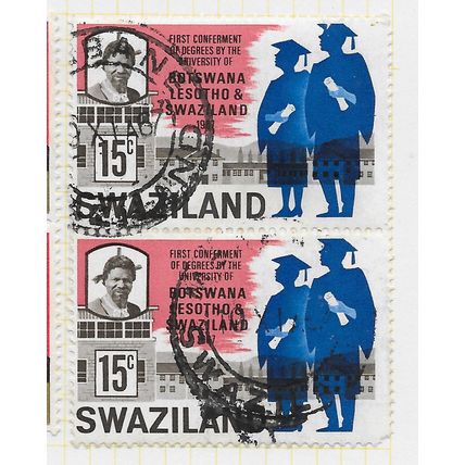 SWAZILAND 1967 UNIVERSITY BOTSWANA LESOTHO DEGREES VERT PAIR USED SG130 130 SG