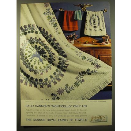 1961 Cannon Monticello Towels Advertisement