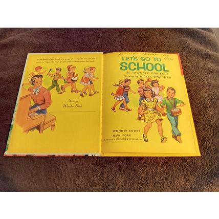 Wonder Book Let's Go To School By Annette Edwards 1954 Great Shape