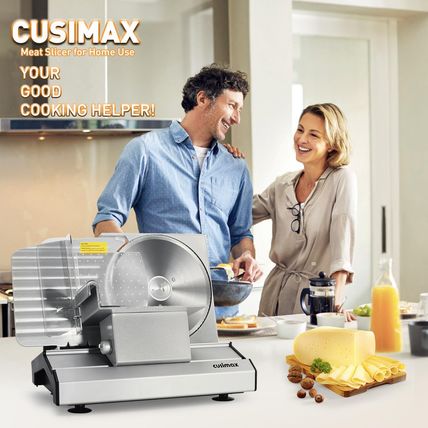 Meat Slicer,Cusimax Electric Deli Meat Slicer with 2 Removable 8.7''Stainless St