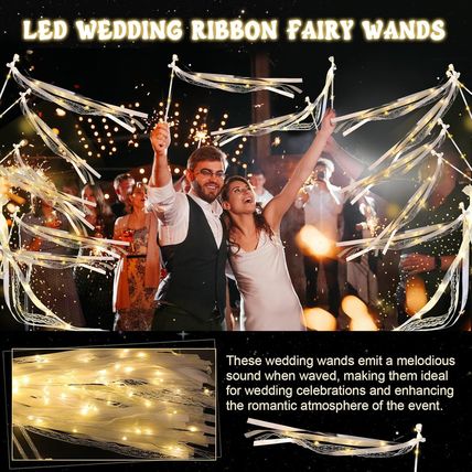 50 Pcs Wedding Wands Ribbon Streamers with 3 Colorful Flashing Modes, Light up L
