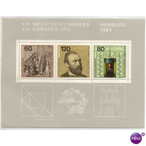 GERMANY DEUTSCHE BUNDESPOST 1984 UPU CONGRESS MINISHEET MINT NEVER HINGED