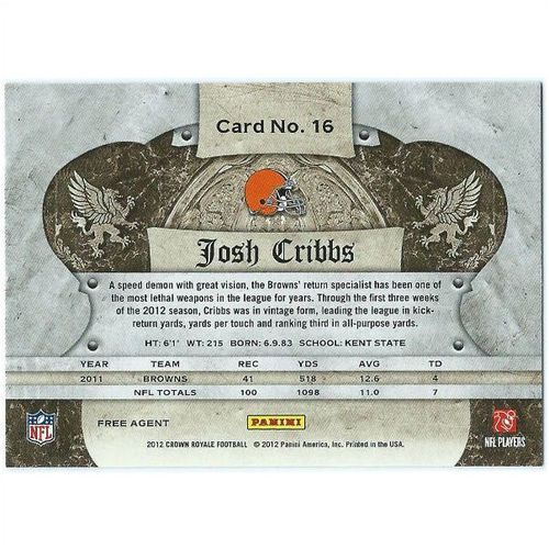 2012 Panini Crown Royale - #16 - Josh Cribbs